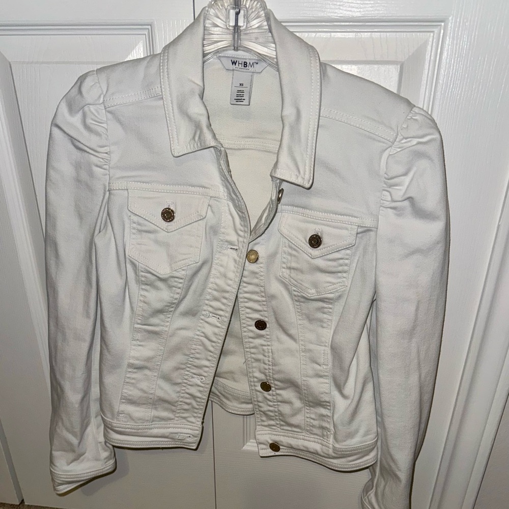 White House Black Market White Jean Jacket